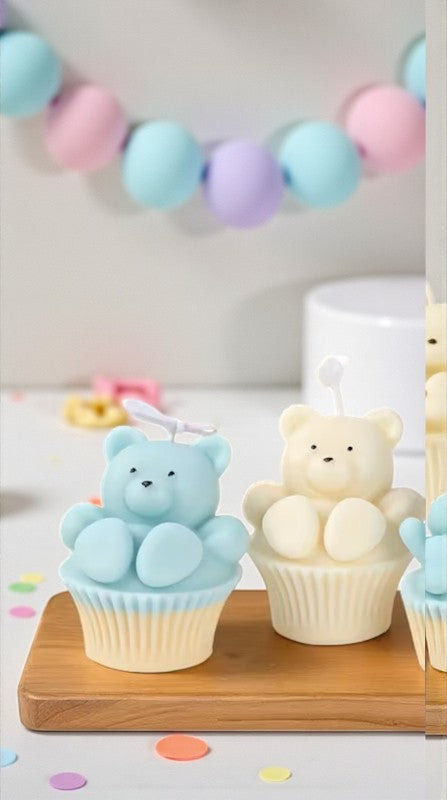 Vela Recuerdo Babyshower Cupcake Osito - Pack 10 Unidades