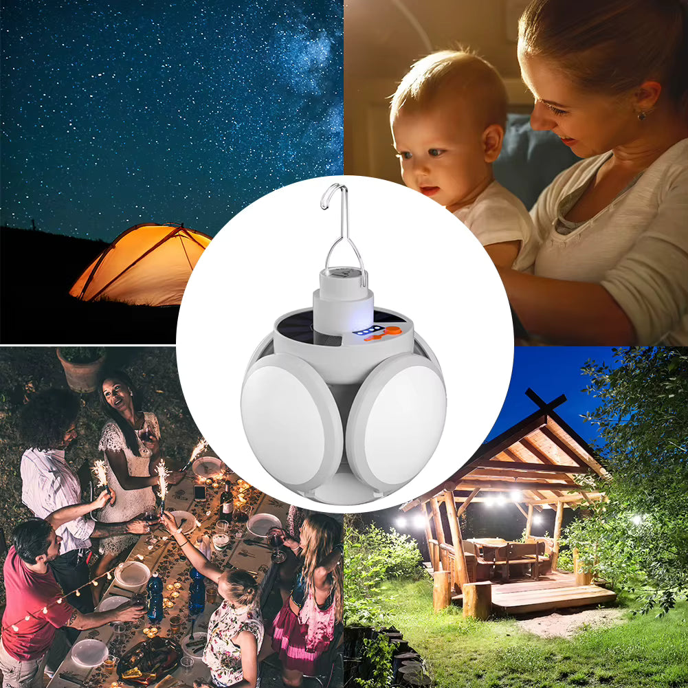 Lámpara Solar Esfera de 4 Aspas Plegable
