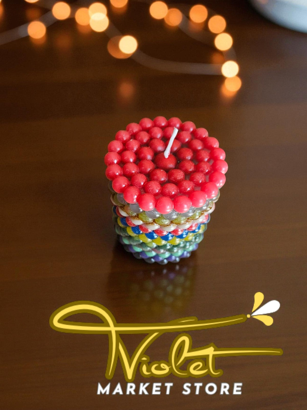 Vela Multicolor de Perlas –Cera de Soja Artesanal