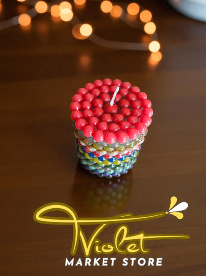 Vela Multicolor de Perlas –Cera de Soja Artesanal
