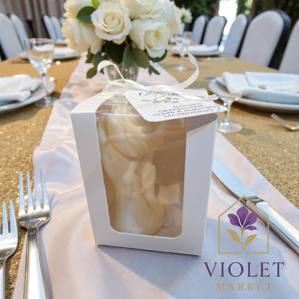 Vela Recuerdo Boda Endless Love - Caja, vela de soya artesanal para souvenir de matrimonio - Violet Market Store
