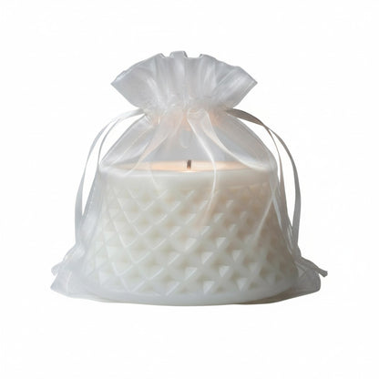 Vela Recuerdo Boda Elegancia Nupcial - Bolsa Organza, vela de soya artesanal para souvenir de matrimonio - Violet Market...
