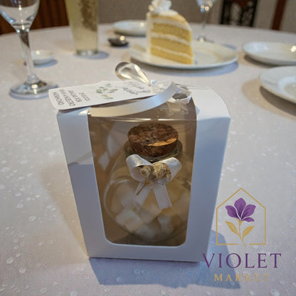Vela Recuerdo Matrimonio Encanto de Cristal - Caja, vela de soya artesanal para souvenir de matrimonio - Violet Market Store
