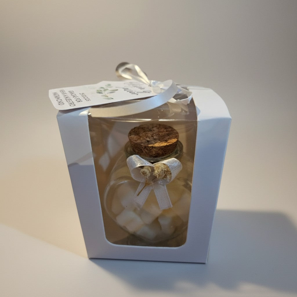 Vela Recuerdo Matrimonio Encanto de Cristal - Caja, vela de soya artesanal para souvenir de matrimonio - Violet Market Store
