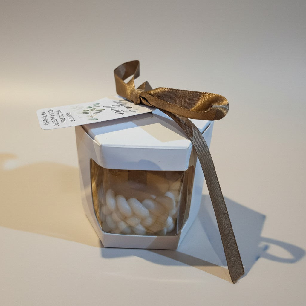 Vela Recuerdo Matrimonio Trenzada - Caja Regalo, vela de soya artesanal para souvenir de matrimonio - Violet Market Store
