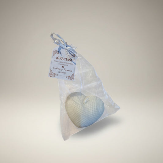 Vela Recuerdo Boda Corazón Eterno - Bolsa Organza, vela de soya artesanal para souvenir de matrimonio - Violet Market Store

