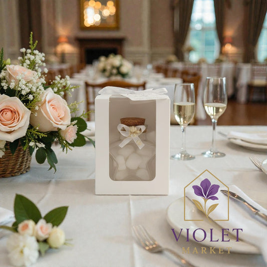 Vela Recuerdo Matrimonio Estrella de Amor - Caja, vela de soya artesanal para souvenir de matrimonio - Violet Market Store
