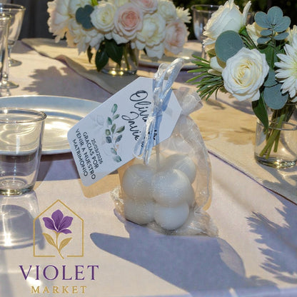 Vela Recuerdo Matrimonio Burbuja - Bolsa Organza