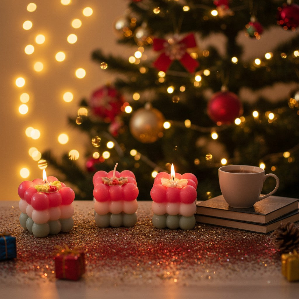 Pack 6 Velas Navideñas Candy Cube