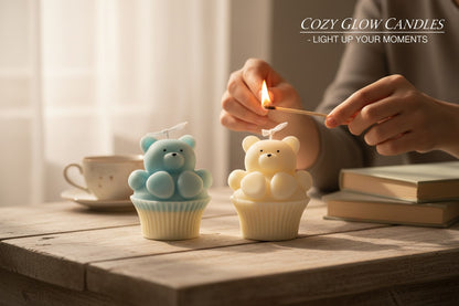 Vela Recuerdo Babyshower Cupcake Osito - Pack 10 Unidades