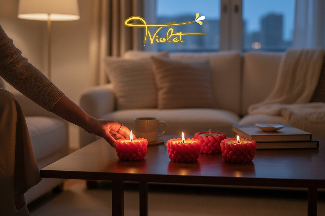 Set 6 Velas Navideñas Trenza de Acebo - Cera de Soja