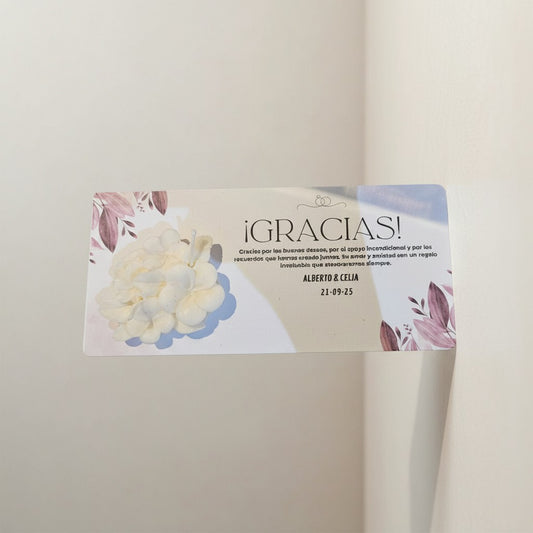 Vela Recuerdo Matrimonio - tarjeta agradecimiento  - Bolsa Organza, vela de soya artesanal para souvenir de matrimonio - Violet Market Store
