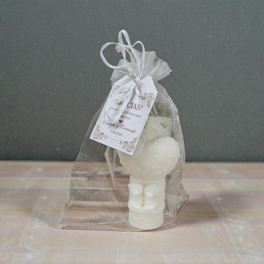 Vela Recuerdo Matrimonio Dulce - Bolsa Organza, vela de soya artesanal para souvenir de matrimonio - Violet Market Store
