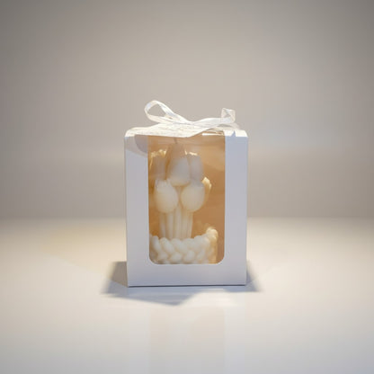 Vela Recuerdo Matrimonio Tulipán Encanto - Caja, vela de soya artesanal para souvenir de matrimonio - Violet Market Store
