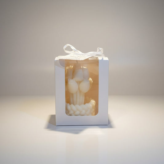 Vela Recuerdo Matrimonio Tulipán Encanto - Caja, vela de soya artesanal para souvenir de matrimonio - Violet Market Store
