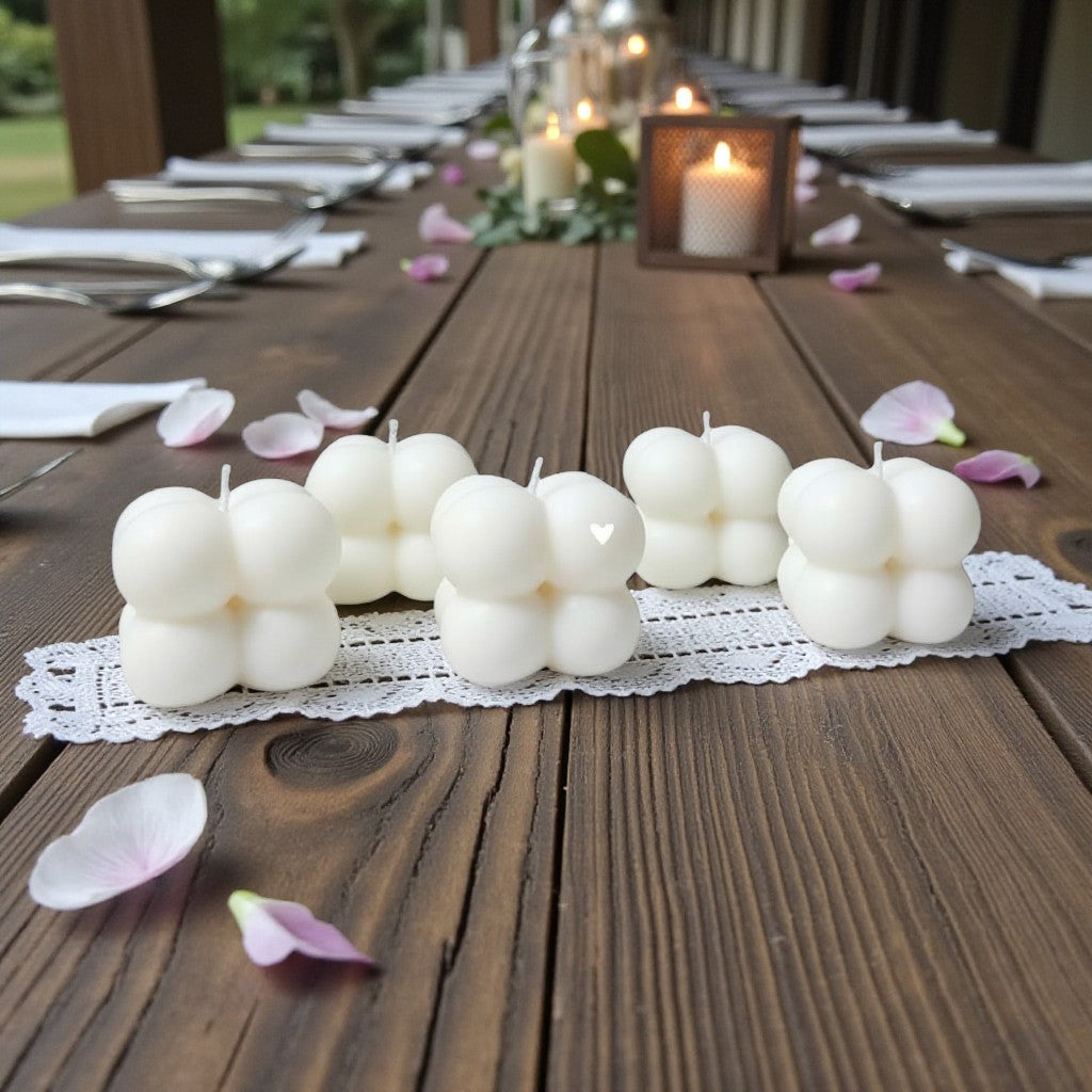 Vela Recuerdo Boda Burbuja - Caja, vela de soya artesanal para souvenir de matrimonio - Violet Market Store
