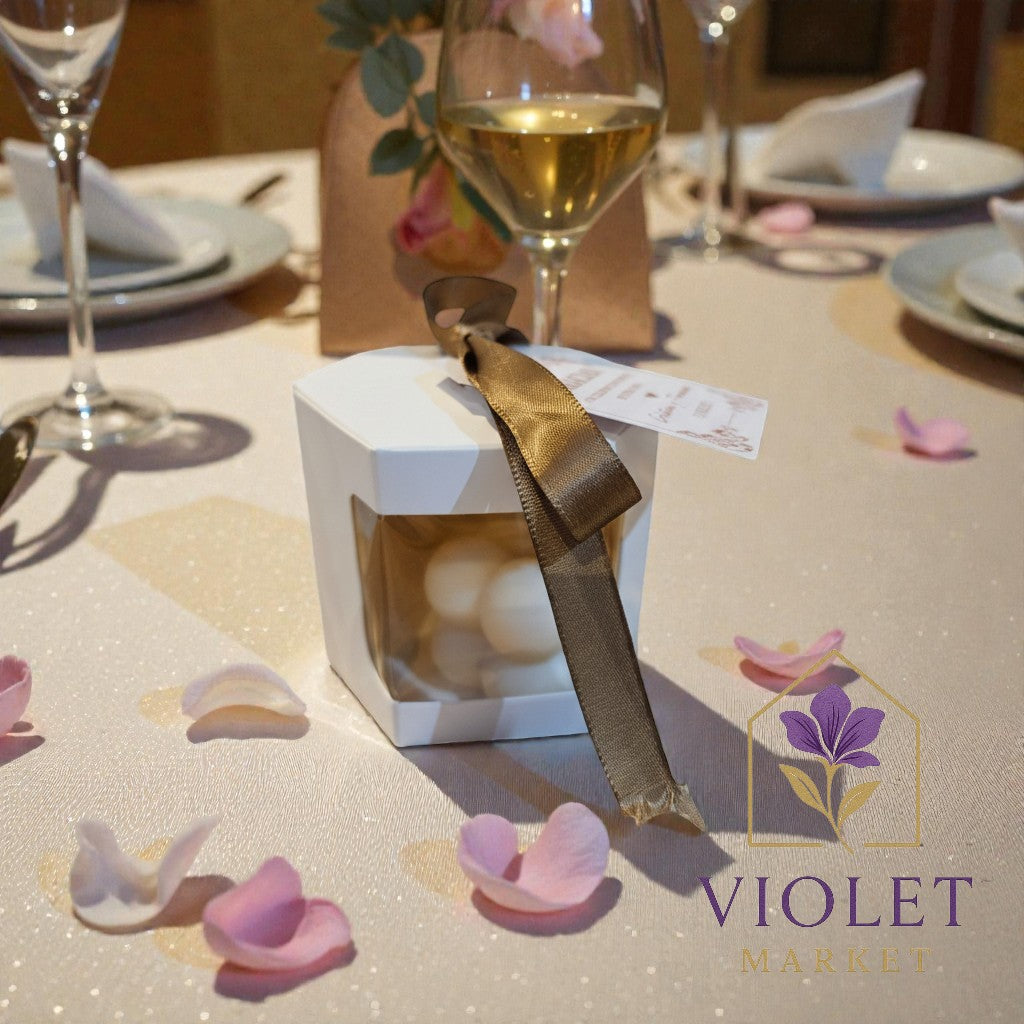 Vela Recuerdo Boda Burbuja - Caja, vela de soya artesanal para souvenir de matrimonio - Violet Market Store
